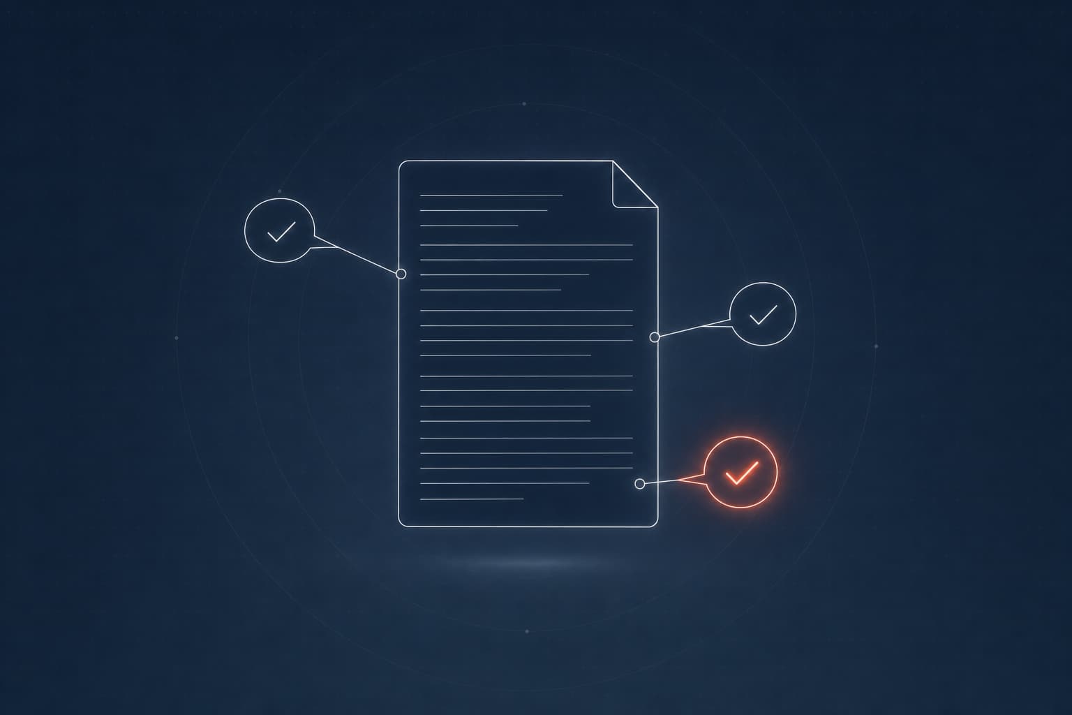 Manuscript with reviewer comment bubbles resolving into check marks